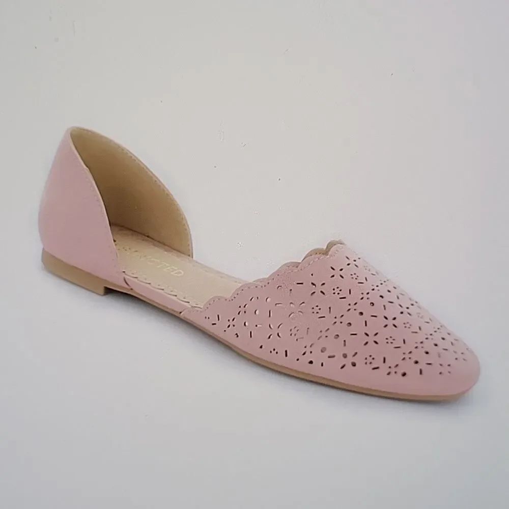 RESTRICTED SQUARE TOE FAUX LEATHER LASER-CUT SLIP ON SLIP ON FLAT SHOES